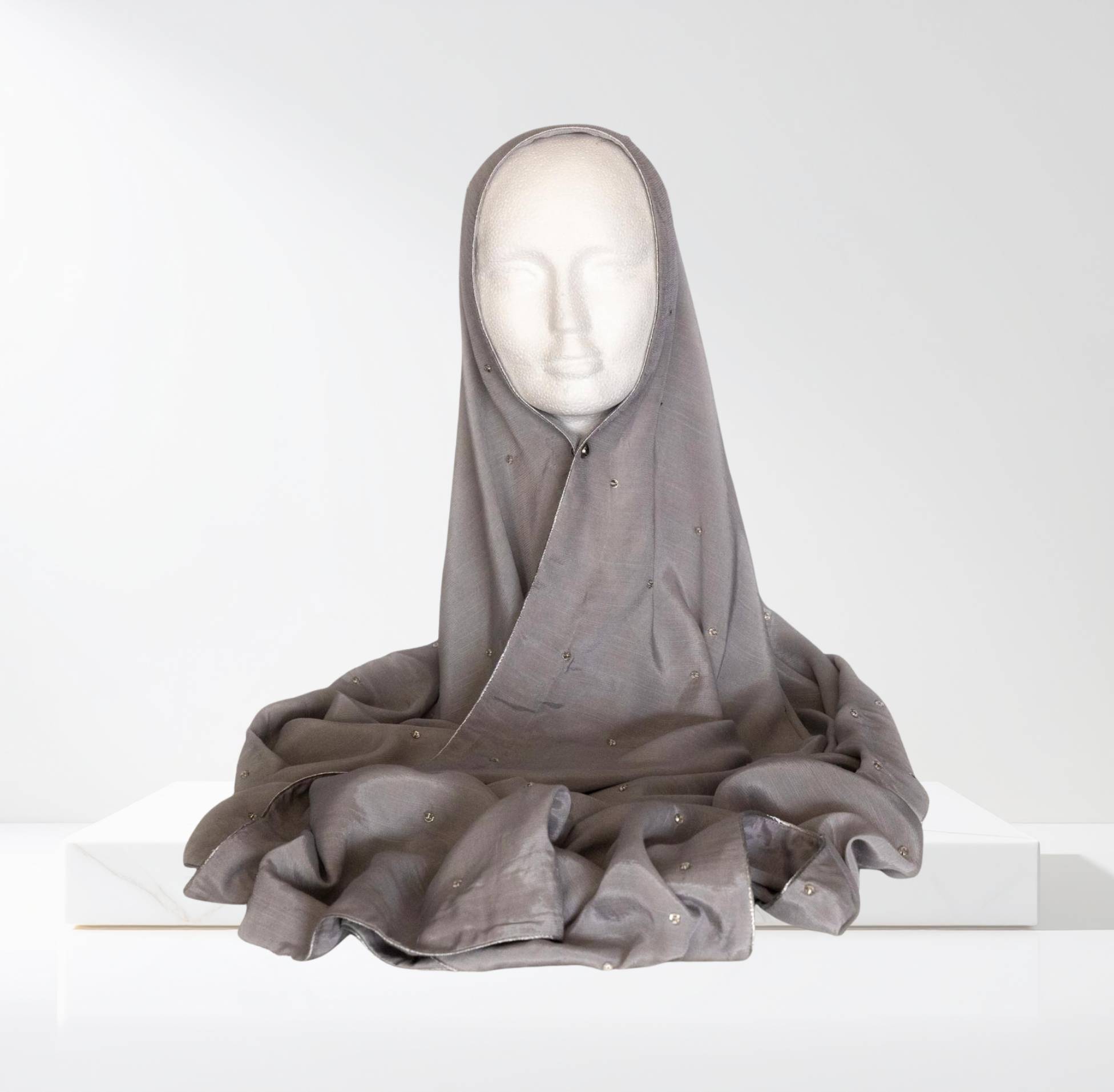 Grey Pure Silk beaded