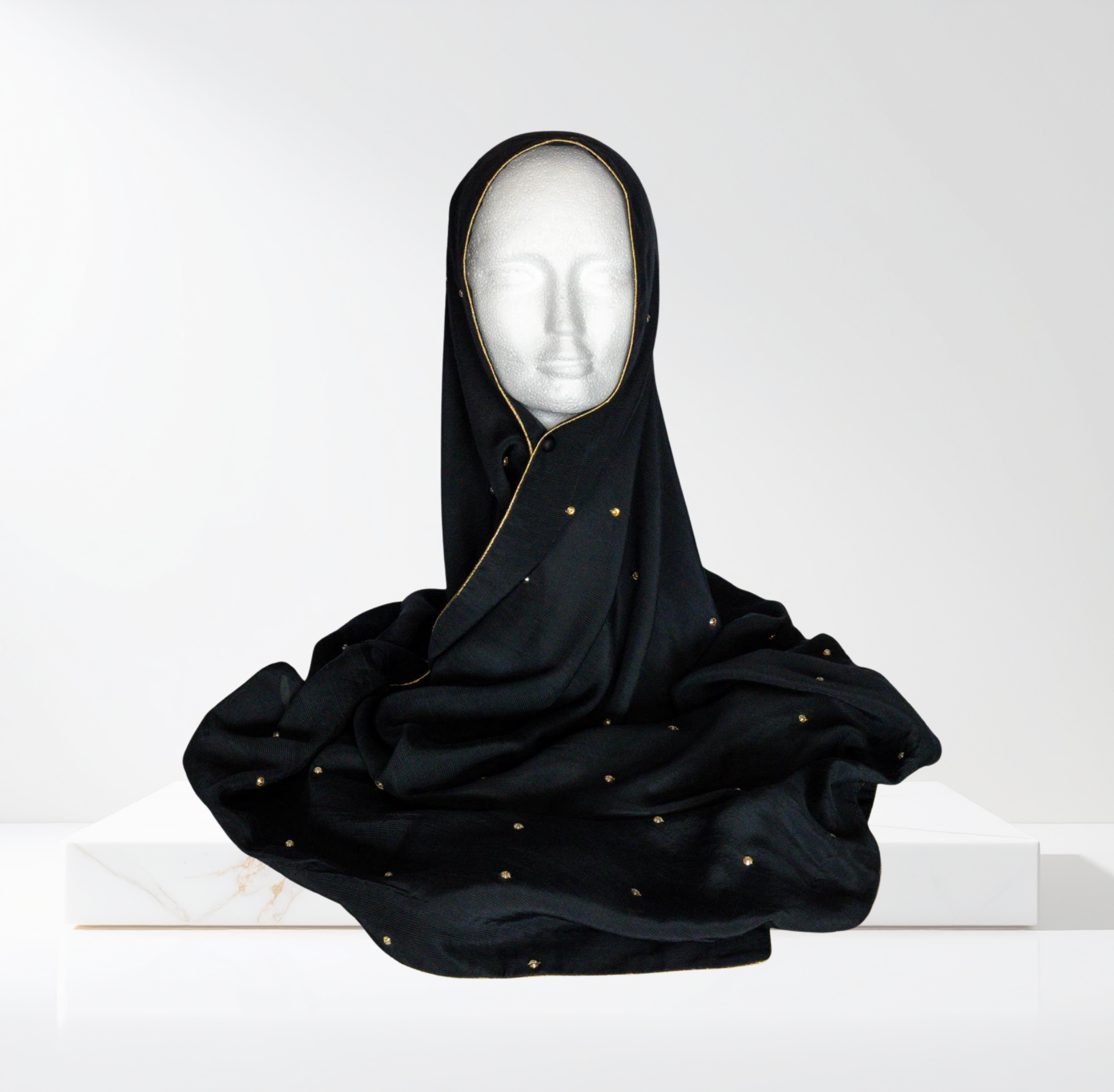 Black Pure Silk Beaded