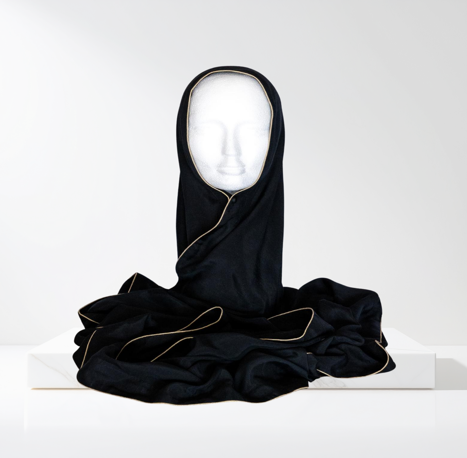 Black Pure Silk Plain