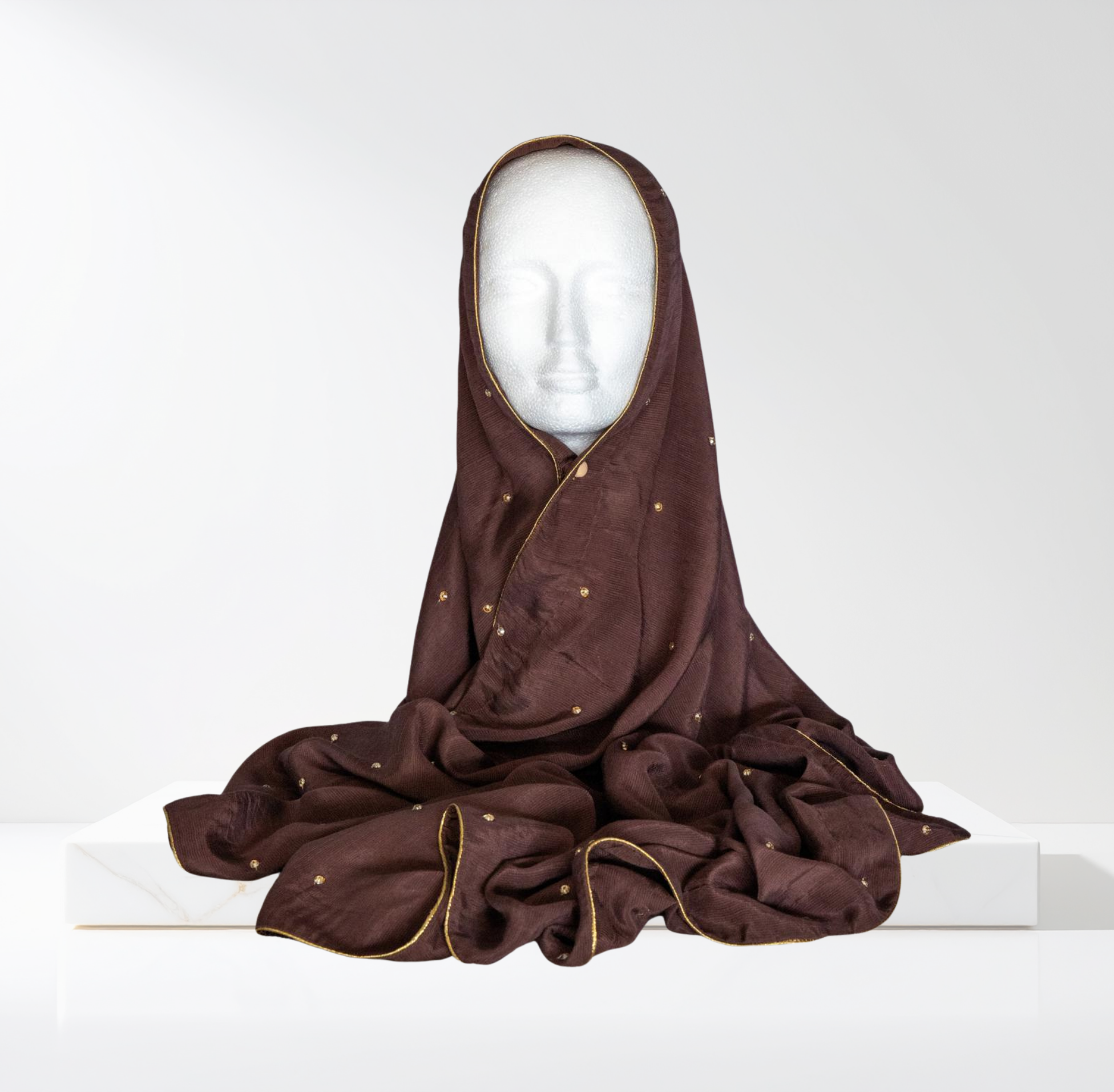 Brown Pure Silk Beaded