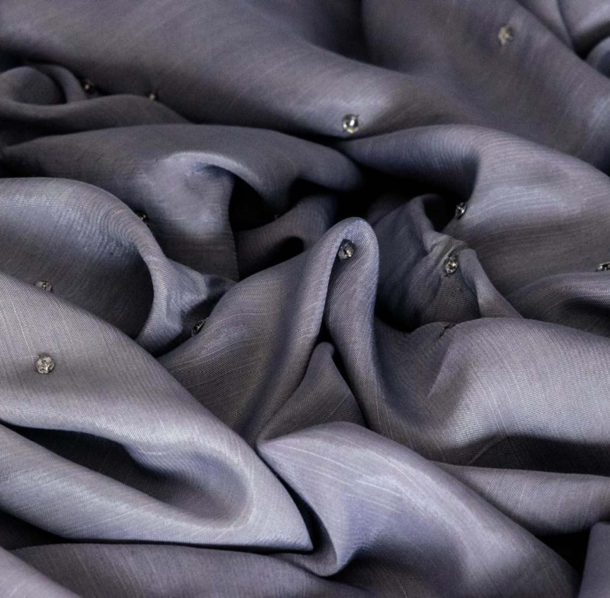 Grey Pure Silk Beaded